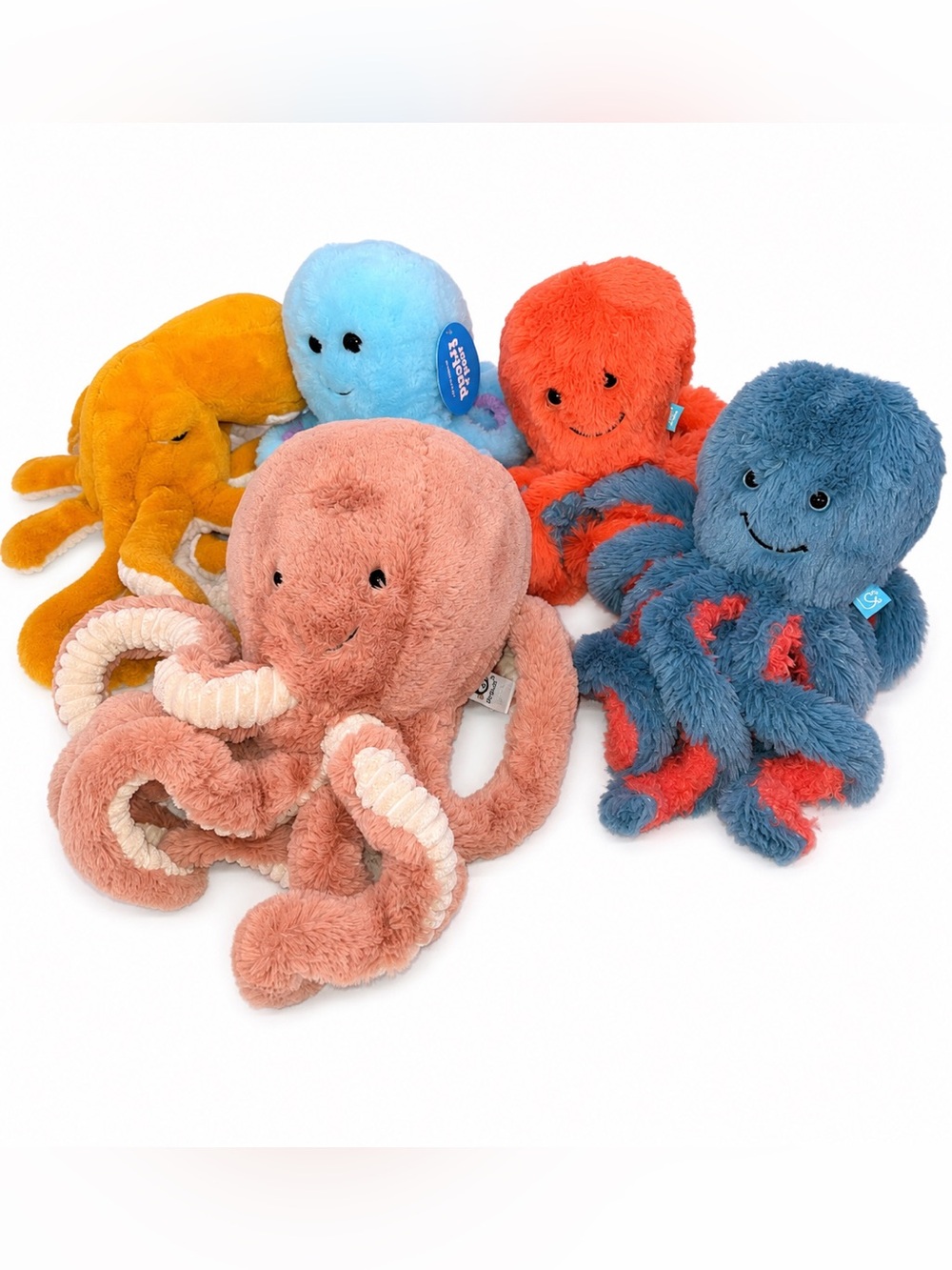 Jellycat Octopus Plush Bundle Lot of 5 Octopi FAO Schwarz Manhattan Toy